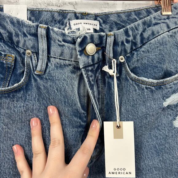 Good American Good 90's Duster Jean in Blue950 Sz 6/28 NEW - Picture 6 of 11